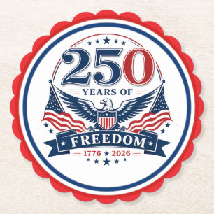 Dessous-de-verre En Papier USA 250 ans de liberté - Design patriotique d'aigl