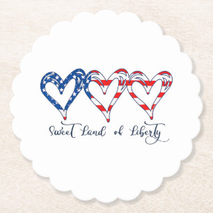 Dessous-de-verre En Papier USA Drapeau Patriotique Coeurs 4 juillet Sweet Lan