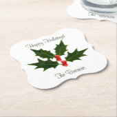 Dessous-de-verre En Papier Vacances joyeuses et joyeuses abandonnées Holly Pe (Incliné)