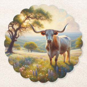 Dessous-de-verre En Papier Vache à landes du printemps du Texas