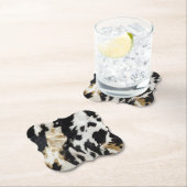 Dessous-de-verre En Papier Vache blanche noire (En situation)