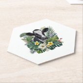 Dessous-de-verre En Papier Vache dans la jungle florale, Vache tropicale (Incliné)