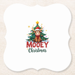 Dessous-de-verre En Papier Vache des Highlands Génisse Chapeau de Père Noël M