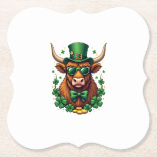 Dessous-de-verre En Papier Vache Highland vintage de la Saint-Patrick avec tr