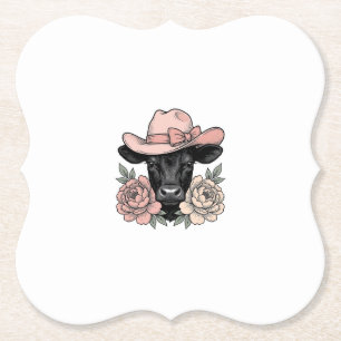 Dessous-de-verre En Papier Vachette Cowgirl Rose avec Pivoines Vecteur Vintag