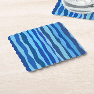Dessous-de-verre En Papier Vagues de bleu cyan marine cobalt bleu ciel