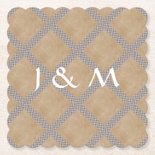 Dessous-de-verre En Papier Vaisselle jetable rustique de mariage de gris (Devant)