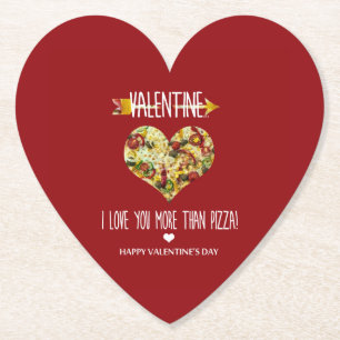 Dessous-de-verre En Papier Valentine, je t'aime plus que la pizza