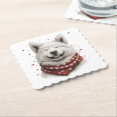 Dessous-de-verre En Papier Valentines Day Samoyed Dog (Incliné)