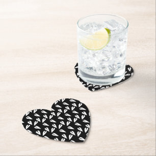 Dessous-de-verre En Papier Valentines Jour Coeurs Motif Noir Blanc