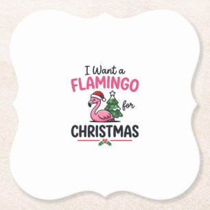 Dessous-de-verre En Papier Vecteur de citation de Noël flamant rose