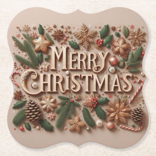 Dessous-de-verre En Papier Verdure classique de Noël (Devant)