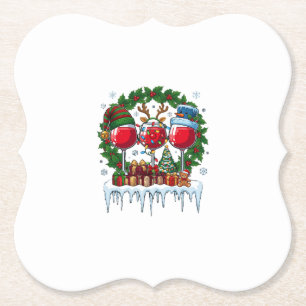 Dessous-de-verre En Papier Verres à vin rouge de Noël Couronne de houx Bonhom