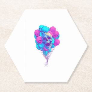 Dessous-de-verre En Papier Vers le haut et l'os � drôle crâne flottant