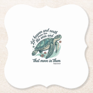 Dessous-de-verre En Papier Verset de la Bible Tortue de Mer Dessin de Gravure