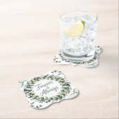 Dessous-de-verre En Papier Vert Menthe et Vert Sauge Eucalyptus (En situation)