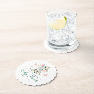 Dessous-de-verre En Papier Vert rose mignon Baby shower de cadre d'éléphant F