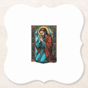 Dessous-de-verre En Papier Vêtement vectoriel de figure religieuse priant vin