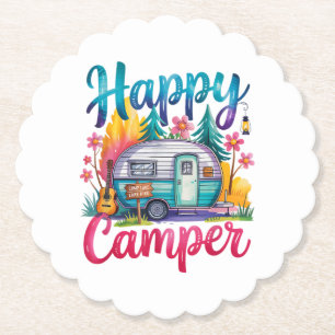 Dessous-de-verre En Papier Vêtements de camping drôles et heureux pour enfant