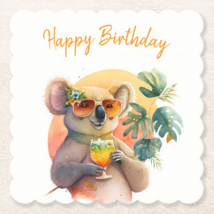Dessous-de-verre En Papier Vibes d'été aquarelle Koala - Joyeux anniversaire