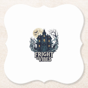 Dessous-de-verre En Papier Vibrations d'effroi Halloween Maison hantée pleine