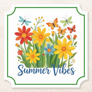 Dessous-de-verre En Papier Vibrations estivales Floral avec Papillons