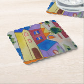 Dessous-de-verre En Papier Village d'été Abstrait (Incliné)