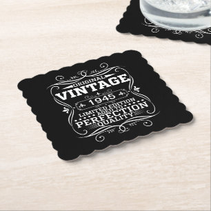 Dessous-de-verre En Papier Vintage 1945 80e anniversaire vieilli à la perfect