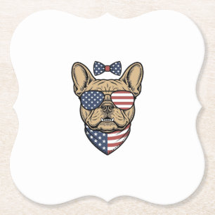 Dessous-de-verre En Papier Vintage Bulldog français patriotique Art vectoriel