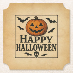 Dessous-de-verre En Papier Vintage/classique Happy Halloween jack-o-lantern