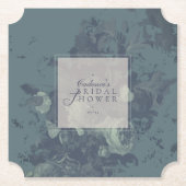 Dessous-de-verre En Papier Vintage Elegant Rustic Teal Floral Bridal Shower (Devant)