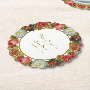 Dessous-de-verre En Papier Vintage Floral Garland Automne Rose Mariage de aut