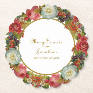 Dessous-de-verre En Papier Vintage Floral Garland Automne Rose Mariage de aut