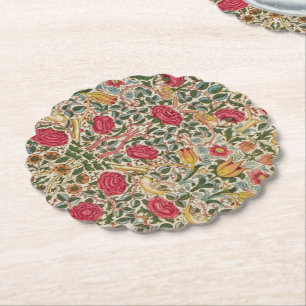 Dessous-de-verre En Papier Vintage William Morris Rose rose jaune ornithologi