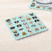Dessous-de-verre En Papier Visages de chiens d'hiver (Incliné)