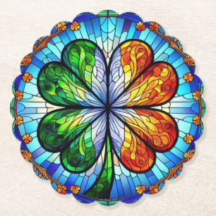 Dessous-de-verre En Papier Vitrail Saint Patrick's Day Irlandais Clover