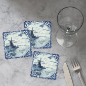 Dessous-de-verre En Papier Voie d'eau Delft Blue Windmill Custom