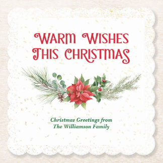 Dessous-de-verre En Papier Watercolor Poinsettia Holly Bouquet Christmas