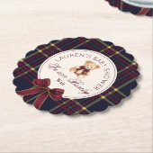 Dessous-de-verre En Papier We can bearly wait Plaid teddy bear Baby Shower (Incliné)