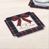 Dessous-de-verre En Papier We're engaged Engagement Party Red Bow Christmas (Incliné)