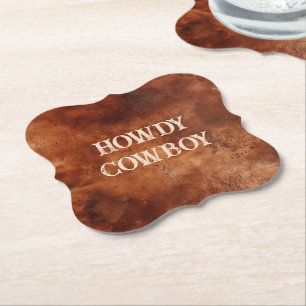 Dessous-de-verre En Papier Western Brown Howdy Cowboy Brown