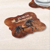 Dessous-de-verre En Papier Western Brown Howdy Cowboy Brown (Incliné)