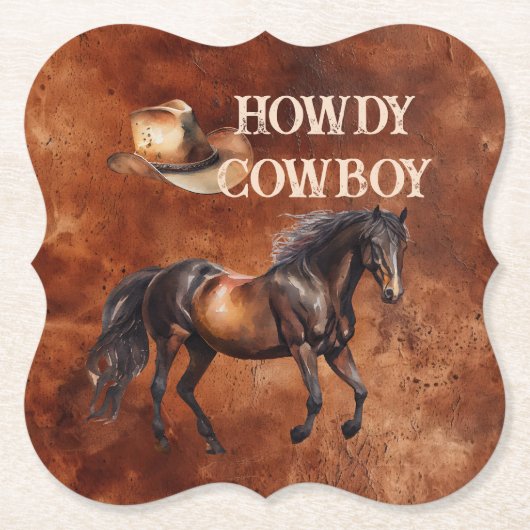 Dessous-de-verre En Papier Western Brown Howdy Cowboy Brown (Devant)