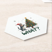 Dessous-de-verre En Papier What Funny Cat Pushing Christmas Tree Over Cat Xma (Incliné)