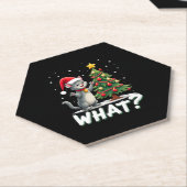 Dessous-de-verre En Papier What Funny Cat Pushing Christmas Tree Over Cat Xma (Incliné)