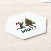 Dessous-de-verre En Papier What Funny Cat Pushing Christmas Tree Over Cat Xma (Incliné)