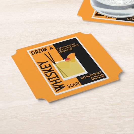 Dessous-de-verre En Papier Whiskey Sour Cocktail Napkin (Incliné)