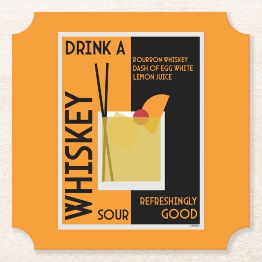 Dessous-de-verre En Papier Whiskey Sour Cocktail Napkin (Devant)