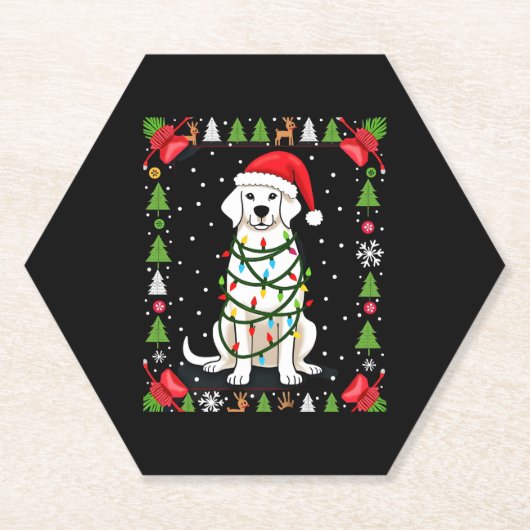 Dessous-de-verre En Papier White Boxer Dog Ugly Christmas Sweater Funny Xmas (Devant)