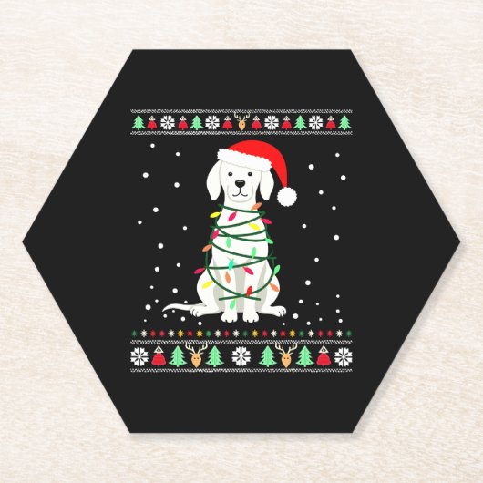 Dessous-de-verre En Papier White Boxer Dog Ugly Christmas Sweater Funny Xmas (Devant)